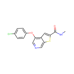 CNC(=O)c1cc2c(Oc3ccc(Cl)cc3)cncc2s1 ZINC000000024089