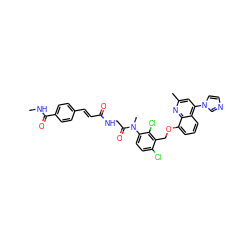 CNC(=O)c1ccc(/C=C/C(=O)NCC(=O)N(C)c2ccc(Cl)c(COc3cccc4c(-n5ccnc5)cc(C)nc34)c2Cl)cc1 ZINC000029388599