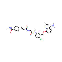 CNC(=O)c1ccc(/C=C/C(=O)NCC(=O)N(C)c2ccc(Cl)c(COc3cccc4c(N(C)C)cc(C)nc34)c2Cl)cc1 ZINC000029390680