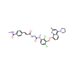 CNC(=O)c1ccc(/C=C/C(=O)NCC(=O)N(C)c2ccc(Cl)c(COc3cccc4c(N5CCCC5)cc(C)nc34)c2Cl)cc1 ZINC000026637810