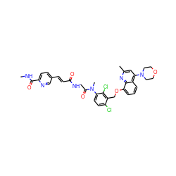 CNC(=O)c1ccc(/C=C/C(=O)NCC(=O)N(C)c2ccc(Cl)c(COc3cccc4c(N5CCOCC5)cc(C)nc34)c2Cl)cn1 ZINC000026637803