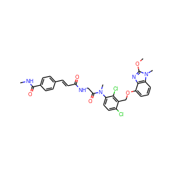 CNC(=O)c1ccc(/C=C/C(=O)NCC(=O)N(C)c2ccc(Cl)c(COc3cccc4c3nc(OC)n4C)c2Cl)cc1 ZINC000029390677