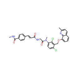 CNC(=O)c1ccc(/C=C/C(=O)NCC(=O)N(C)c2ccc(Cl)c(COc3cccc4ccc(C)nc34)c2Cl)cc1 ZINC000003950897