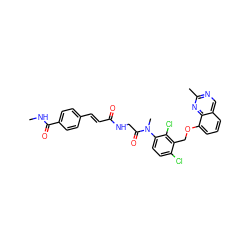 CNC(=O)c1ccc(/C=C/C(=O)NCC(=O)N(C)c2ccc(Cl)c(COc3cccc4cnc(C)nc34)c2Cl)cc1 ZINC000029393512