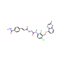 CNC(=O)c1ccc(/C=C/C(=O)NCC(=O)N(C)c2ccc(Cl)c(COc3cccc4nc(C)cnc34)c2Cl)cc1 ZINC000029393506