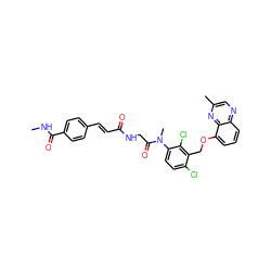 CNC(=O)c1ccc(/C=C/C(=O)NCC(=O)N(C)c2ccc(Cl)c(COc3cccc4ncc(C)nc34)c2Cl)cc1 ZINC000029393509