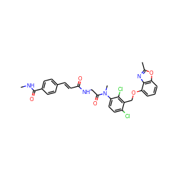 CNC(=O)c1ccc(/C=C/C(=O)NCC(=O)N(C)c2ccc(Cl)c(COc3cccc4oc(C)nc34)c2Cl)cc1 ZINC000029393198