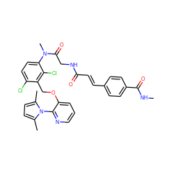 CNC(=O)c1ccc(/C=C/C(=O)NCC(=O)N(C)c2ccc(Cl)c(COc3cccnc3-n3c(C)ccc3C)c2Cl)cc1 ZINC000027405983