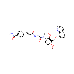 CNC(=O)c1ccc(/C=C/C(=O)NCC(=O)N(C)c2ccc(OC)c(COc3cccc4ccc(C)nc34)c2OC)cc1 ZINC000027522090