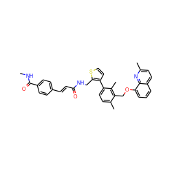 CNC(=O)c1ccc(/C=C/C(=O)NCc2sccc2-c2ccc(C)c(COc3cccc4ccc(C)nc34)c2C)cc1 ZINC000001545739