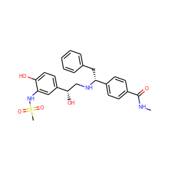 CNC(=O)c1ccc([C@@H](Cc2ccccc2)NC[C@H](O)c2ccc(O)c(NS(C)(=O)=O)c2)cc1 ZINC000026828885