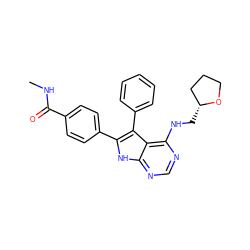 CNC(=O)c1ccc(-c2[nH]c3ncnc(NC[C@@H]4CCCO4)c3c2-c2ccccc2)cc1 ZINC000039470895