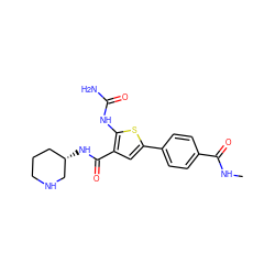 CNC(=O)c1ccc(-c2cc(C(=O)N[C@H]3CCCNC3)c(NC(N)=O)s2)cc1 ZINC000045497795