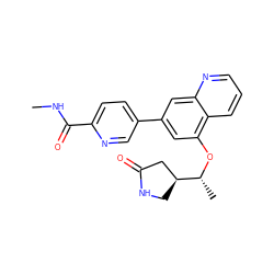 CNC(=O)c1ccc(-c2cc(O[C@H](C)[C@H]3CNC(=O)C3)c3cccnc3c2)cn1 ZINC000147814882