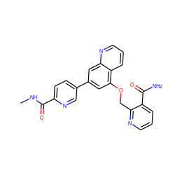 CNC(=O)c1ccc(-c2cc(OCc3ncccc3C(N)=O)c3cccnc3c2)cn1 ZINC000147852642