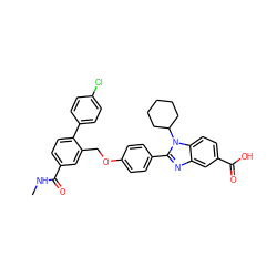 CNC(=O)c1ccc(-c2ccc(Cl)cc2)c(COc2ccc(-c3nc4cc(C(=O)O)ccc4n3C3CCCCC3)cc2)c1 ZINC000036350439