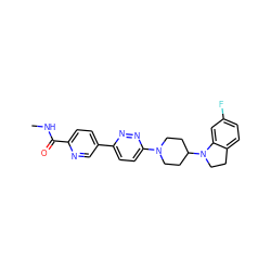 CNC(=O)c1ccc(-c2ccc(N3CCC(N4CCc5ccc(F)cc54)CC3)nn2)cn1 ZINC000103241863