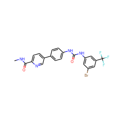 CNC(=O)c1ccc(-c2ccc(NC(=O)Nc3cc(Br)cc(C(F)(F)F)c3)cc2)cn1 ZINC000473134301