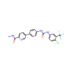 CNC(=O)c1ccc(-c2ccc(NC(=O)Nc3ccc(Cl)c(C(F)(F)F)c3)cc2)cn1 ZINC000473133717