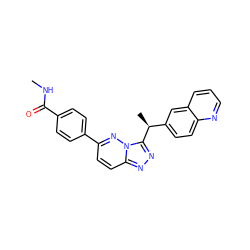 CNC(=O)c1ccc(-c2ccc3nnc([C@@H](C)c4ccc5ncccc5c4)n3n2)cc1 ZINC000096284618