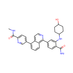 CNC(=O)c1ccc(-c2cccc3c(-c4ccc(C(N)=O)c(NC5CCC(O)CC5)c4)nccc23)cn1 ZINC000145540609