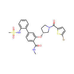 CNC(=O)c1ccc(-c2ccccc2NS(C)(=O)=O)cc1O[C@@H]1CCN(C(=O)c2ccc(Br)s2)C1 ZINC000263621257