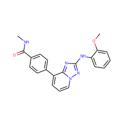 CNC(=O)c1ccc(-c2cccn3nc(Nc4ccccc4OC)nc23)cc1 ZINC000148193395