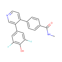 CNC(=O)c1ccc(-c2ccncc2-c2cc(F)c(O)c(F)c2)cc1 ZINC000473092151