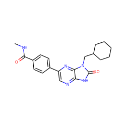 CNC(=O)c1ccc(-c2cnc3[nH]c(=O)n(CC4CCCCC4)c3n2)cc1 ZINC000082155858