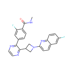 CNC(=O)c1ccc(-c2nccnc2C2CN(c3ccc4cc(F)ccc4n3)C2)cc1F ZINC000169701462