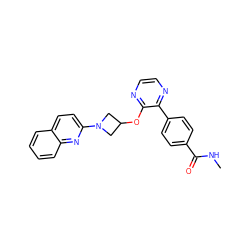 CNC(=O)c1ccc(-c2nccnc2OC2CN(c3ccc4ccccc4n3)C2)cc1 ZINC000146310915