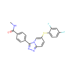 CNC(=O)c1ccc(-c2nnc3ccc(Sc4ccc(F)cc4F)cn23)cc1 ZINC000035901153