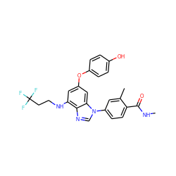 CNC(=O)c1ccc(-n2cnc3c(NCCC(F)(F)F)cc(Oc4ccc(O)cc4)cc32)cc1C ZINC000147758358