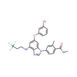 CNC(=O)c1ccc(-n2cnc3c(NCCC(F)(F)F)cc(Oc4cccc(O)c4)cc32)cc1C ZINC000147643999