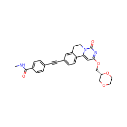 CNC(=O)c1ccc(C#Cc2ccc3c(c2)CCn2c-3cc(OC[C@H]3COCCO3)nc2=O)cc1 ZINC000653621400