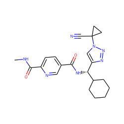 CNC(=O)c1ccc(C(=O)N[C@H](c2cn(C3(C#N)CC3)nn2)C2CCCCC2)cn1 ZINC000095562601