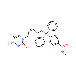 CNC(=O)c1ccc(C(OC/C=C\Cn2cc(C)c(=O)[nH]c2=O)(c2ccccc2)c2ccccc2)cc1 ZINC000035080013