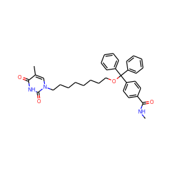 CNC(=O)c1ccc(C(OCCCCCCCCn2cc(C)c(=O)[nH]c2=O)(c2ccccc2)c2ccccc2)cc1 ZINC000049780586