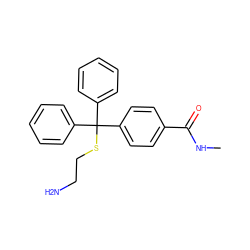 CNC(=O)c1ccc(C(SCCN)(c2ccccc2)c2ccccc2)cc1 ZINC000084587891