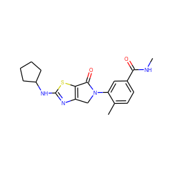 CNC(=O)c1ccc(C)c(N2Cc3nc(NC4CCCC4)sc3C2=O)c1 ZINC000029041457