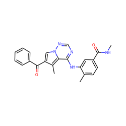 CNC(=O)c1ccc(C)c(Nc2ncnn3cc(C(=O)c4ccccc4)c(C)c23)c1 ZINC000003819148