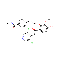 CNC(=O)c1ccc(CCOc2c(C(=O)Cc3c(Cl)cncc3Cl)ccc(OC)c2OC)cc1 ZINC000299825455