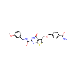 CNC(=O)c1ccc(COCc2csc3nc(C(=O)NCc4cccc(OC)c4)[nH]c(=O)c23)cc1 ZINC000150178482