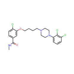 CNC(=O)c1ccc(Cl)c(OCCCCN2CCN(c3cccc(Cl)c3Cl)CC2)c1 ZINC000653871618