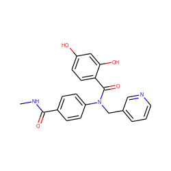 CNC(=O)c1ccc(N(Cc2cccnc2)C(=O)c2ccc(O)cc2O)cc1 ZINC000653768328