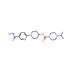 CNC(=O)c1ccc(N2CCC(OC(=O)N3CCN(C(C)C)CC3)CC2)nc1 ZINC000223546314