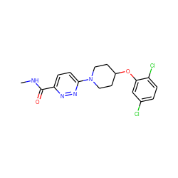 CNC(=O)c1ccc(N2CCC(Oc3cc(Cl)ccc3Cl)CC2)nn1 ZINC000028655357