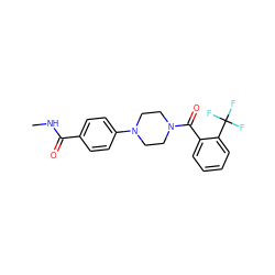 CNC(=O)c1ccc(N2CCN(C(=O)c3ccccc3C(F)(F)F)CC2)cc1 ZINC000040934074