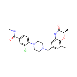 CNC(=O)c1ccc(N2CCN(Cc3cc(C)c4c(c3)NC(=O)[C@@H](C)O4)CC2)c(Cl)c1 ZINC000096274139