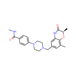 CNC(=O)c1ccc(N2CCN(Cc3cc(C)c4c(c3)NC(=O)[C@@H](C)O4)CC2)cc1 ZINC000096274115